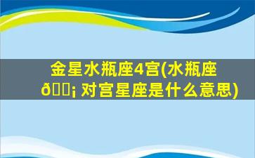 金星水瓶座4宫(水瓶座 🐡 对宫星座是什么意思)